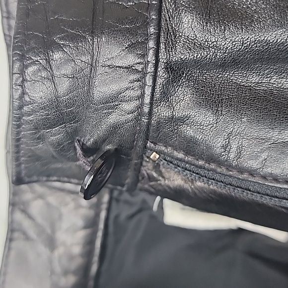 Licole Womens Vintage High Waisted Pleated Black Genuine Leather Pants Trousers - Picture 7 of 16